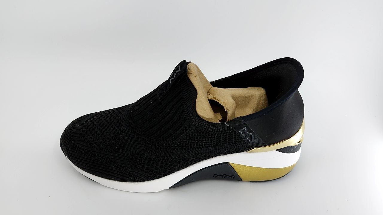 Skechers Women's A-Wedge-Crecent Hands Free Slip-ins Sneaker, Black, 7.5