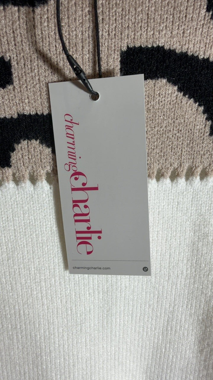 Full Size Leopard Color Block Long Sleeve Sweater Plus Size