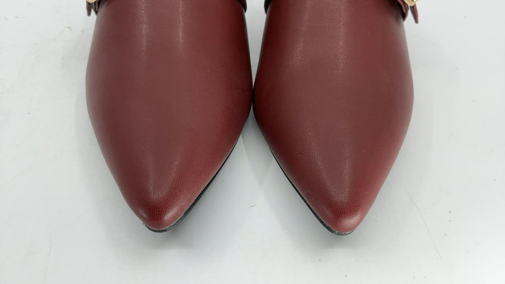 Allegra K Women's Pointed Toe Block Heel Burgundy Mules Shoes 7 M US