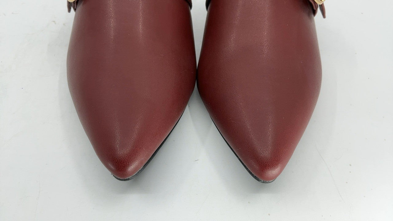 Allegra K Women's Pointed Toe Block Heel Burgundy Mules Shoes 7 M US