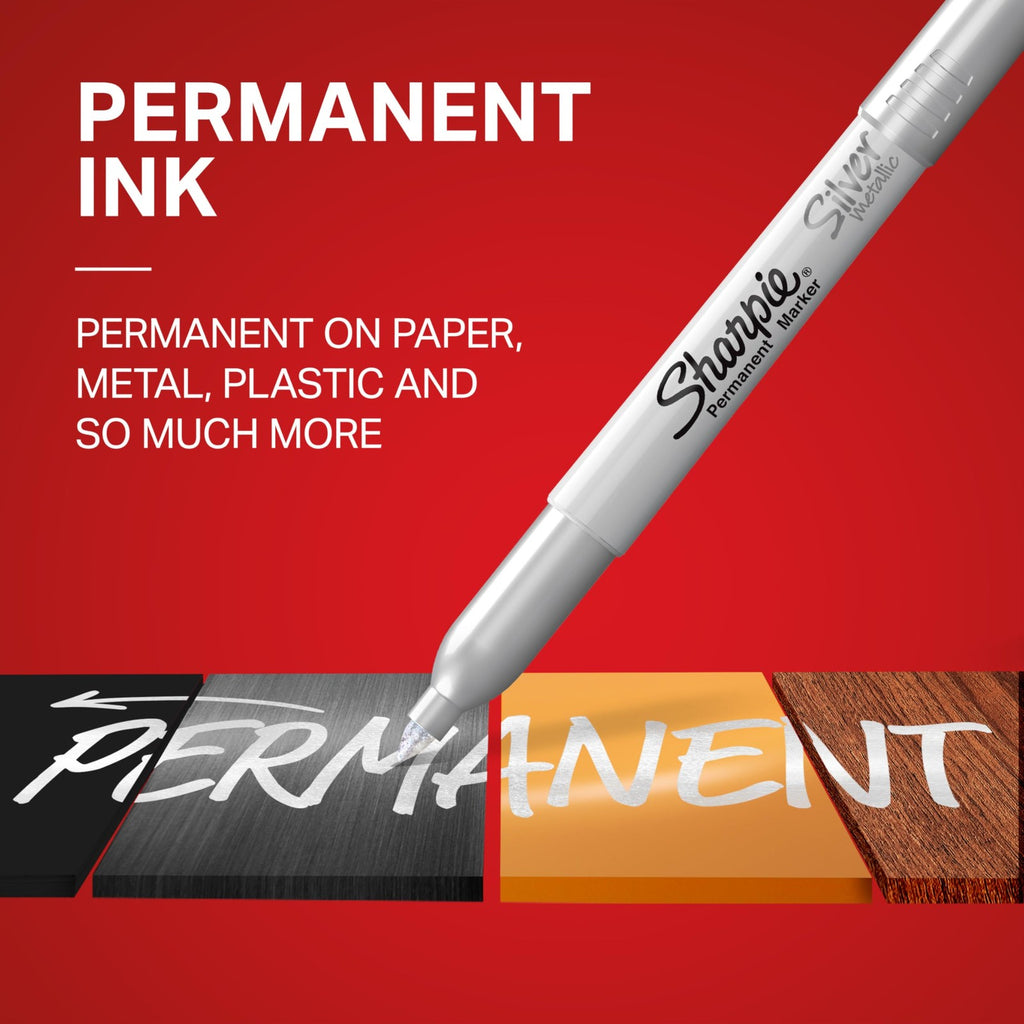 Sharpie Metallic Permanent Markers, Fine Point, Silver, 2 Count
