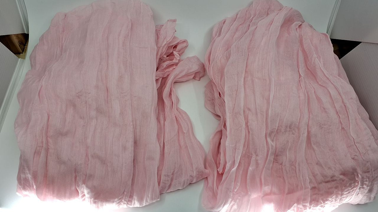 Boho Pink Cheesecloth Table Runner 10ft - 8 Pcs for Centerpieces