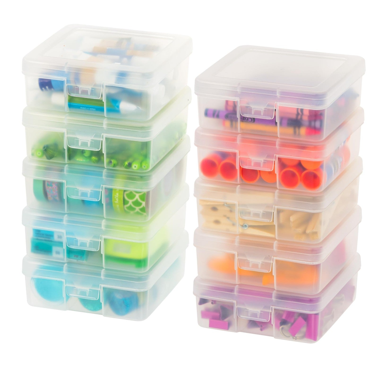 10-Pack Clear Plastic Storage Box Organizer w/ Snap Lid - Small