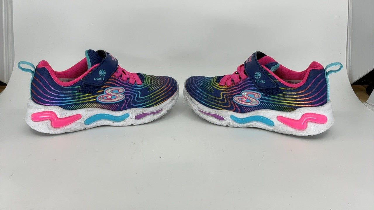 Skechers Kids Wavy Beams Sneaker, Navy/Multi, 12 US Unisex Little Kid