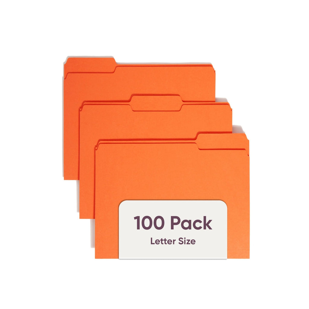 1/3-Cut Tab File Folders, Orange, Letter Size, 100 Count by Smead