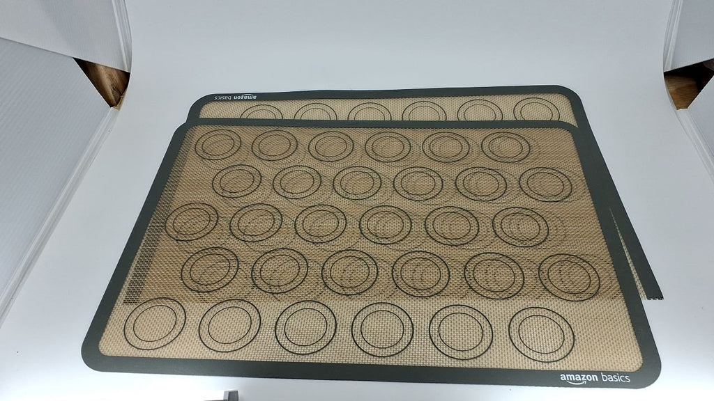 Silicone Baking Mat 2-Pack for Macarons, Non-Stick, 16.5x11.6 in, Beige/Gray