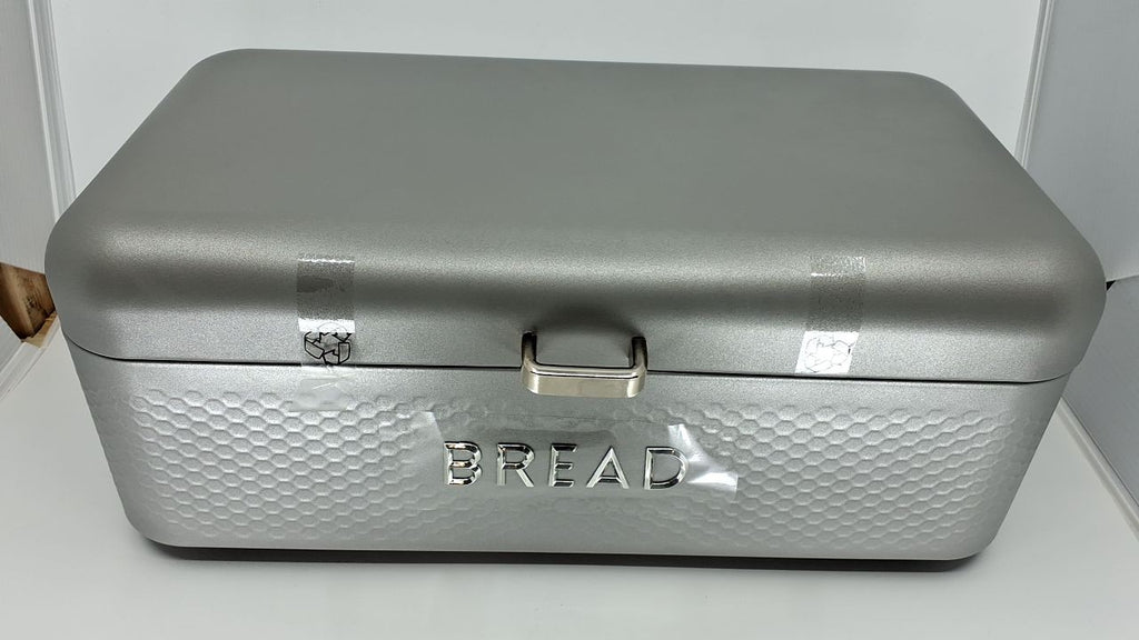 Soho Grey Bread Box - Large Metal Storage for Loaves & Baked Goods