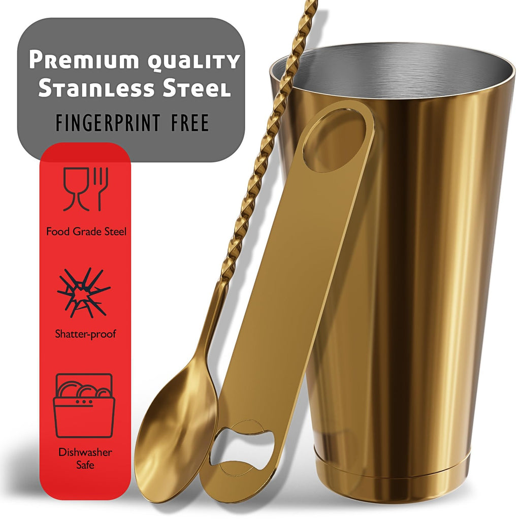 17-Piece Stainless Steel Cocktail Shaker Set w/ Recipe Book & More