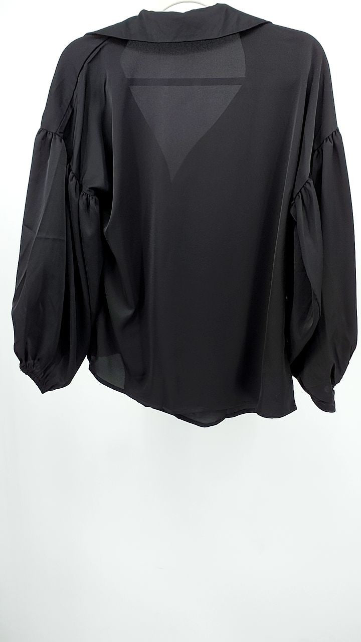 Polka Dot Balloon Sleeve Blouse