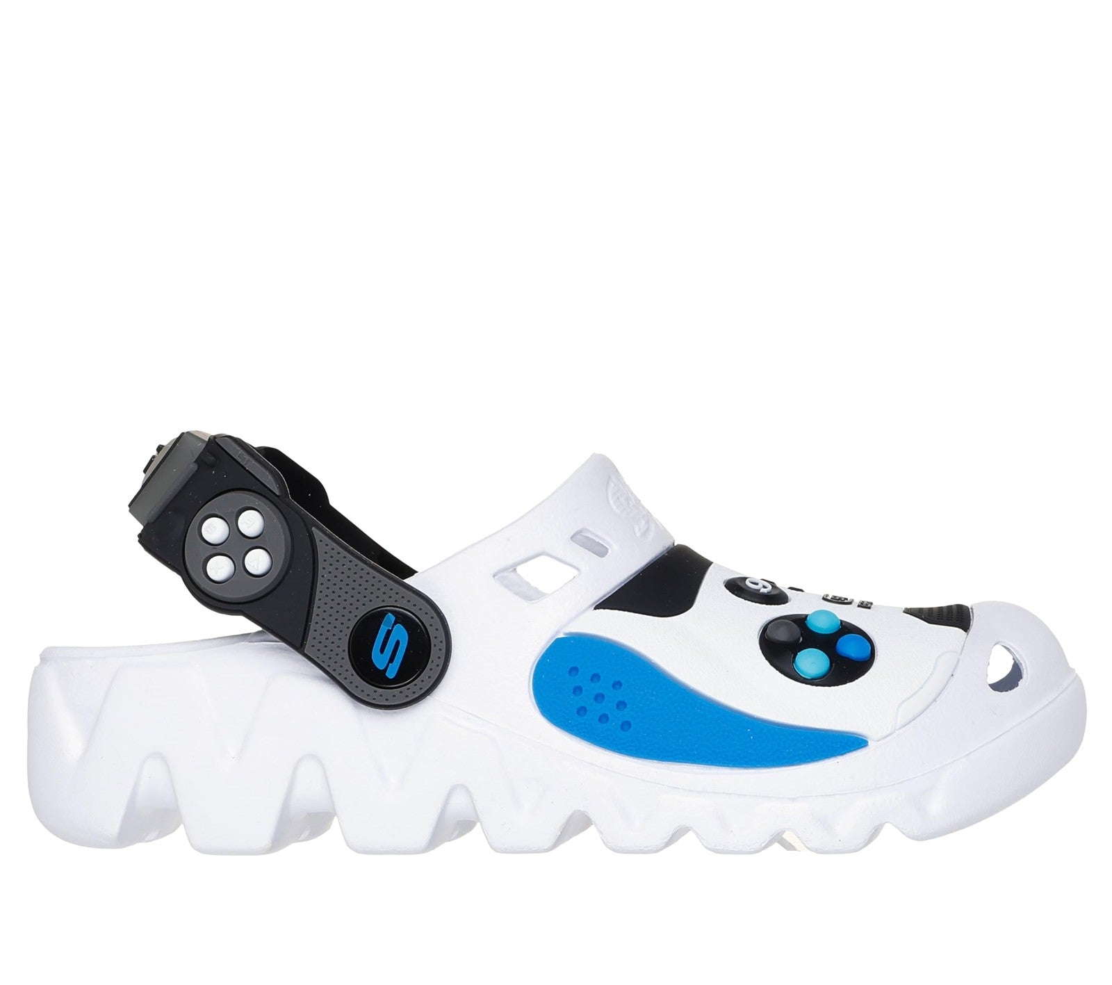 SKECHERS Boy's Zaggle-Hydro-Pointz Clog, White/Black/Blue, 4 Big Kid