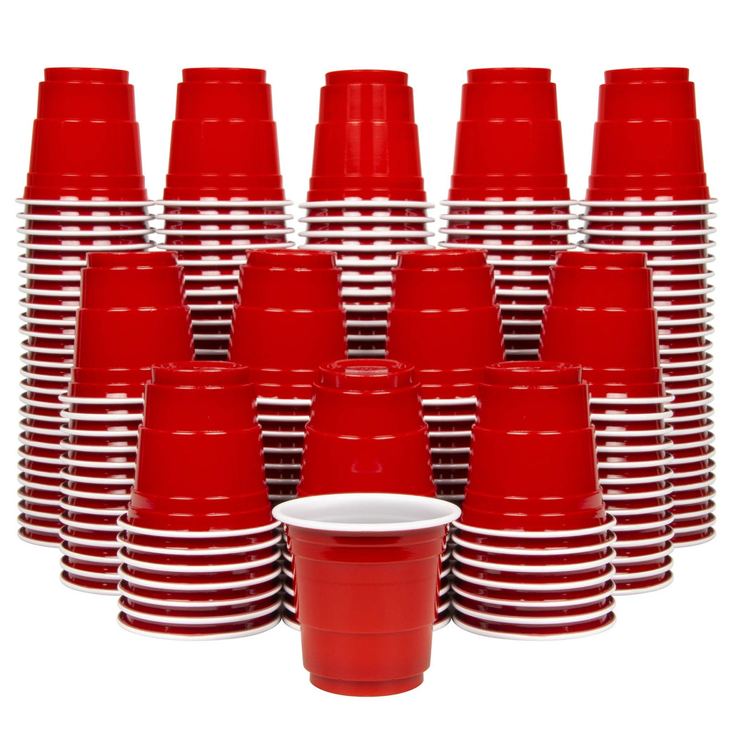 GoBig 200 Pack 2 oz Plastic Shot Cups - Mini 2oz Party Cups, Red