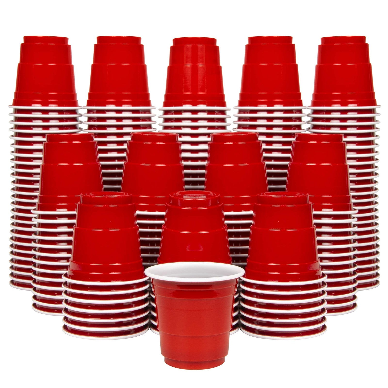 GoBig 200 Pack 2 oz Plastic Shot Cups - Mini 2oz Party Cups, Red