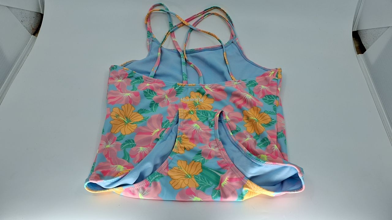 Hurley Girls One Piece Swimsuit, Blue Ice/Floral, 7