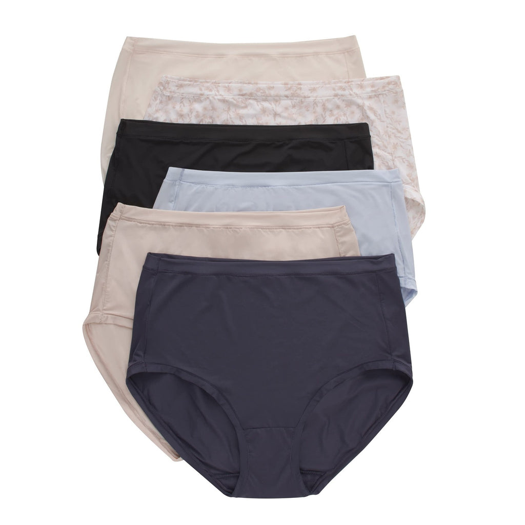 Hanes Women's Microfiber Low Rise Briefs 6-Pack, Assorted Colors, XX-Large