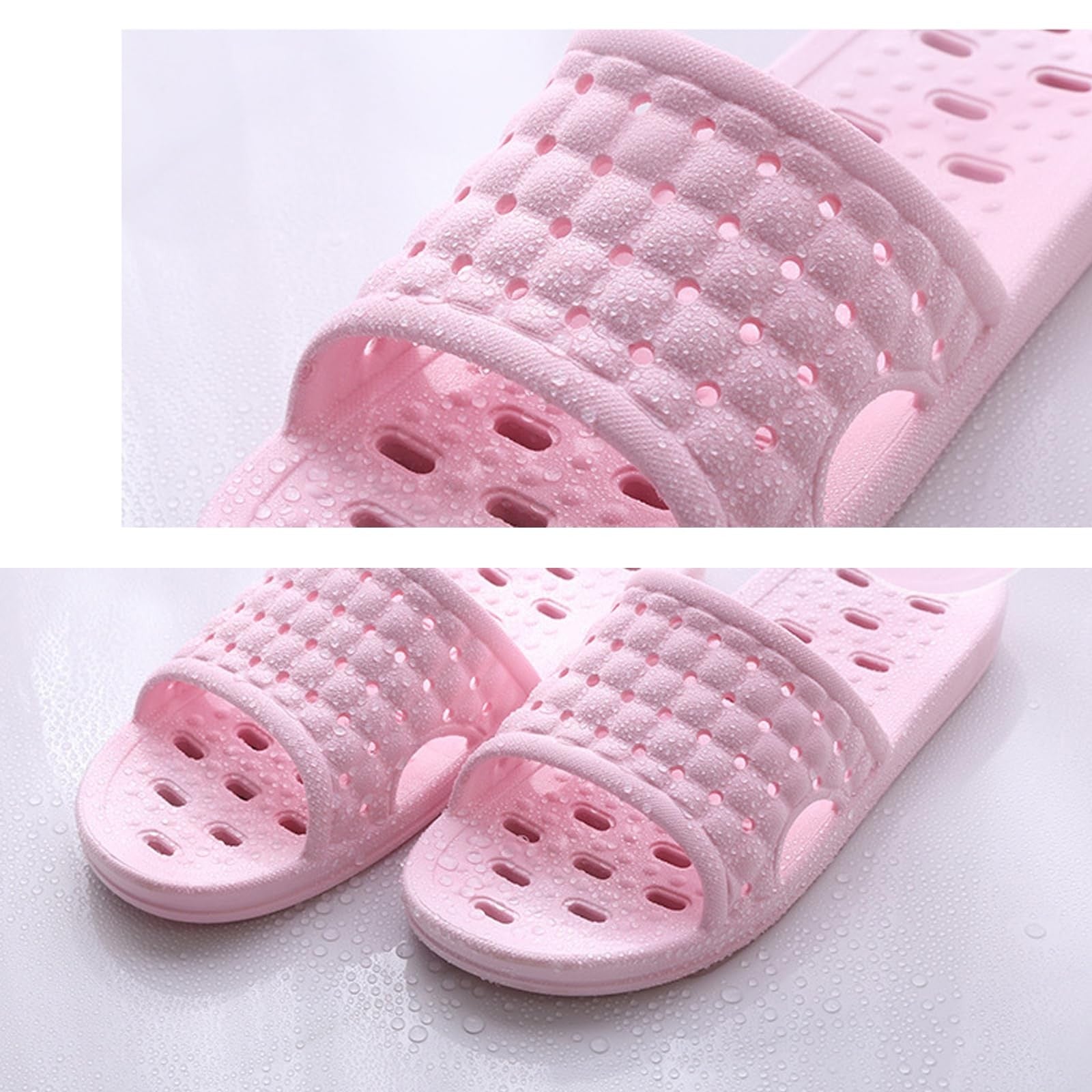 Casual Pink Shower Slides, Quick Dry, Non-Slip, Size 7.5-8W/6.5-7M