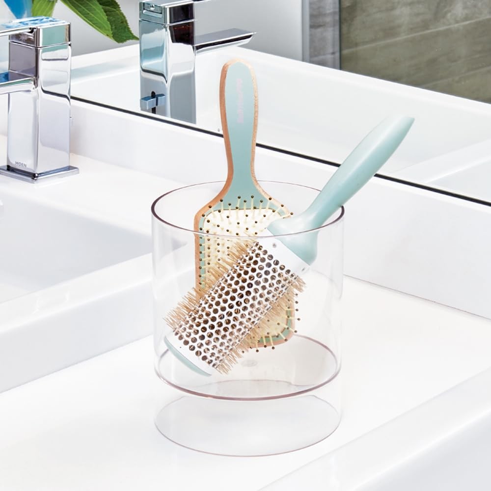 iDesign Clarity Hair Accessories Organizer Canister 6x6x7 Clear