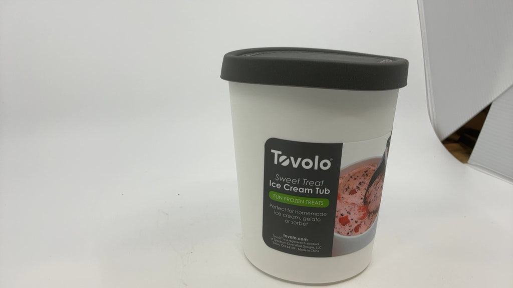 Stackable 1 Qt Ice Cream Tub - Charcoal, Silicone Lid, Dishwasher-Safe
