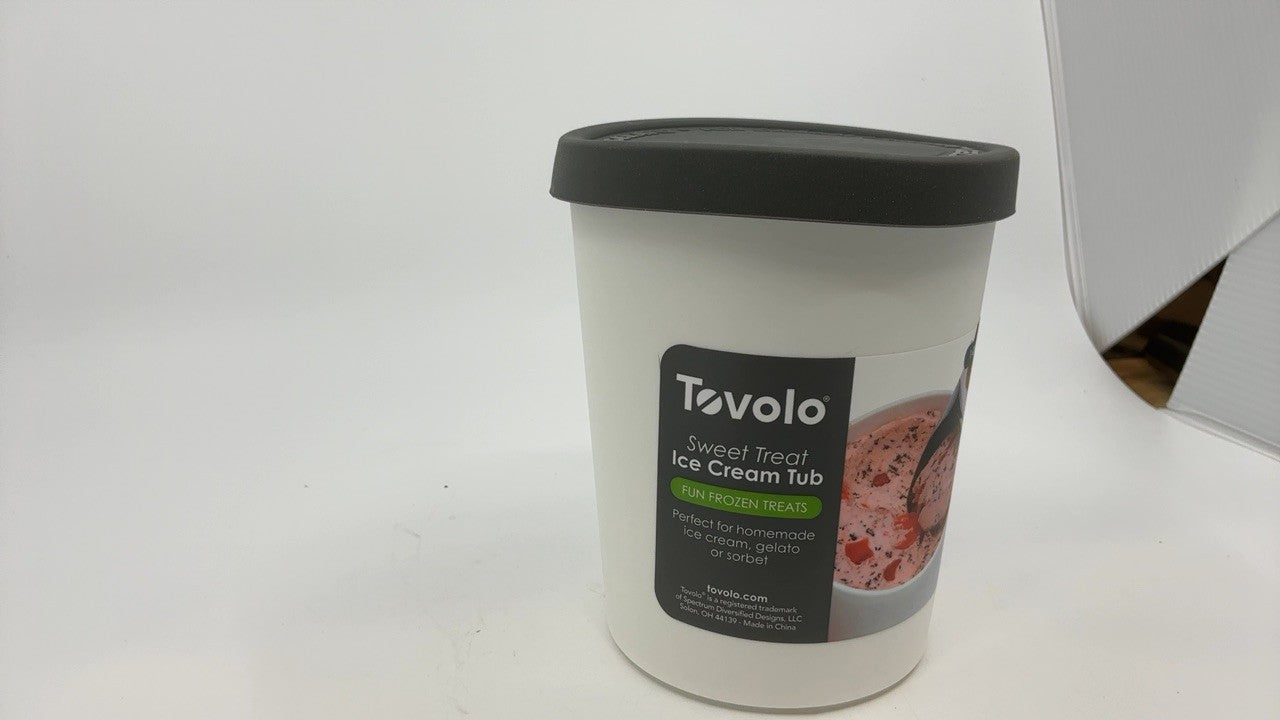 Stackable 1 Qt Ice Cream Tub - Charcoal, Silicone Lid, Dishwasher-Safe