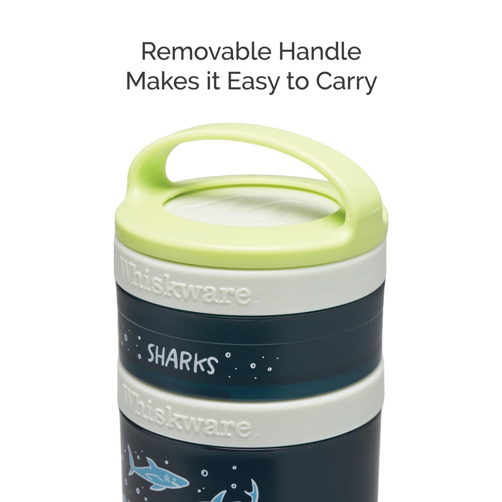 Whiskware Snack Cups Set, 3 Stackable, Travel-Friendly, Sharks
