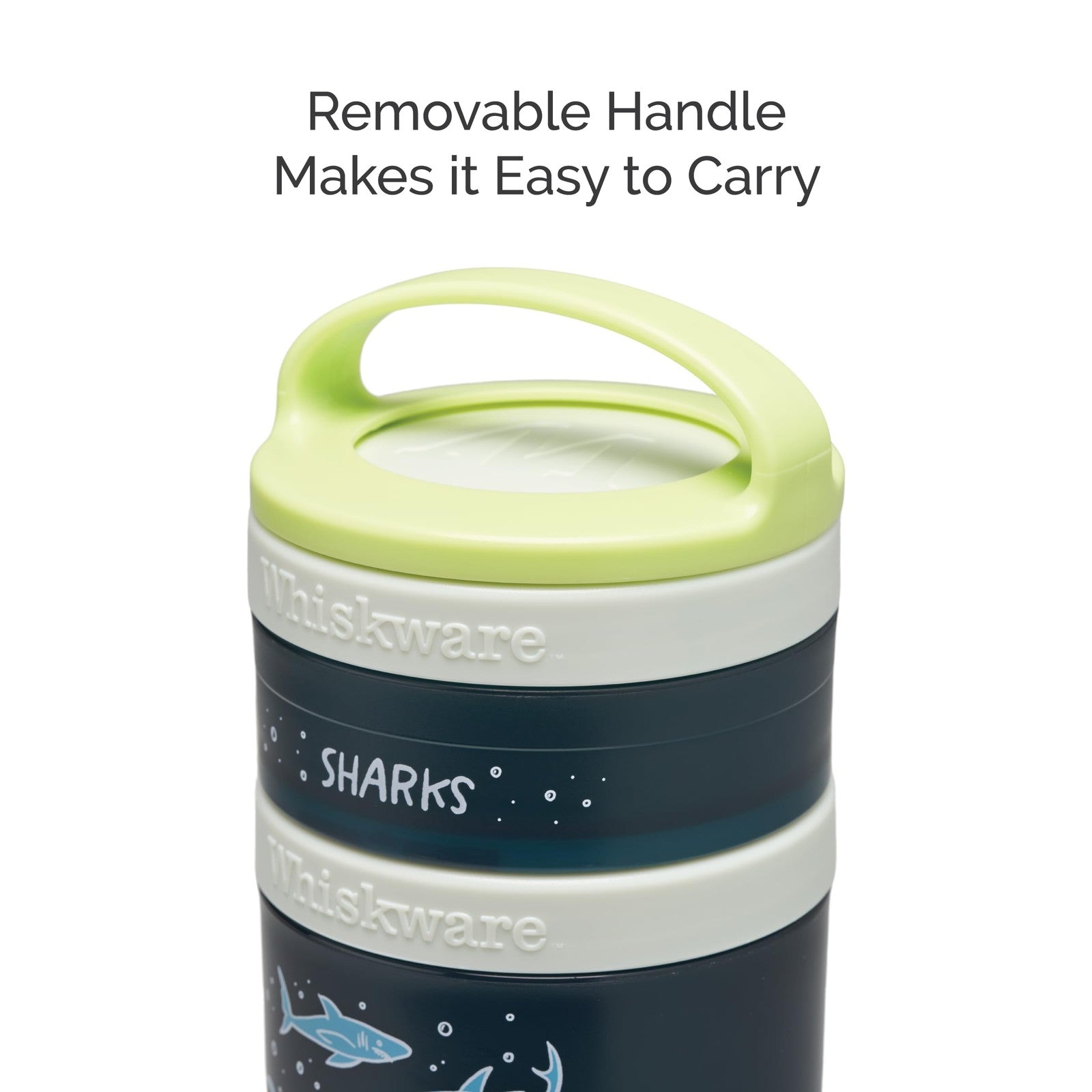 Whiskware Snack Cups Set, 3 Stackable, Travel-Friendly, Sharks
