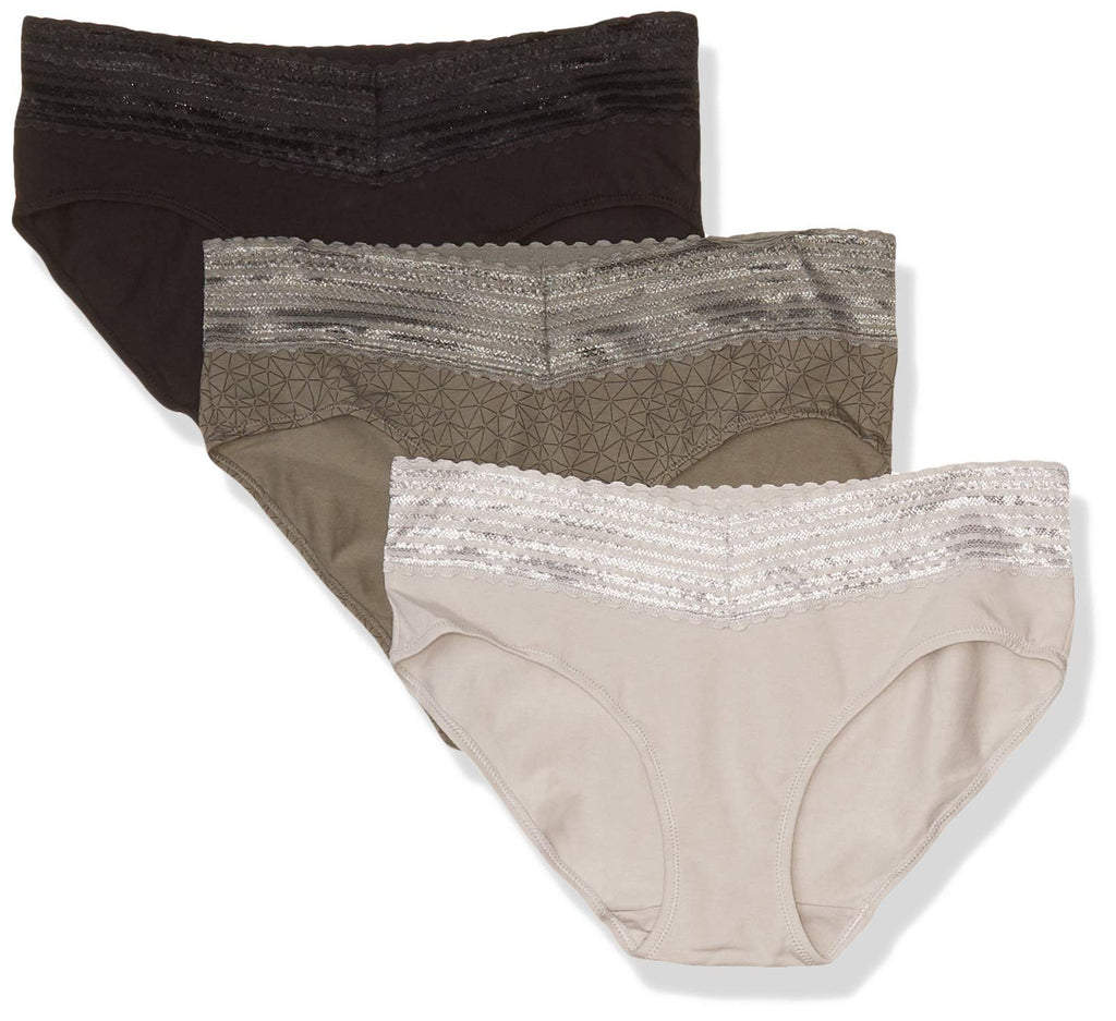 Blissful Benefits No Muffin Hipster Panties, Large, Stone/Platinum/Black