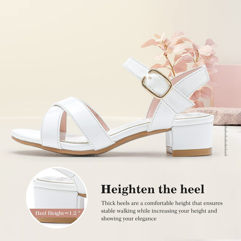 LAURMOSA Girls White Dress Shoes Kids Wedding Dress Shoes for Girls High Heel,13