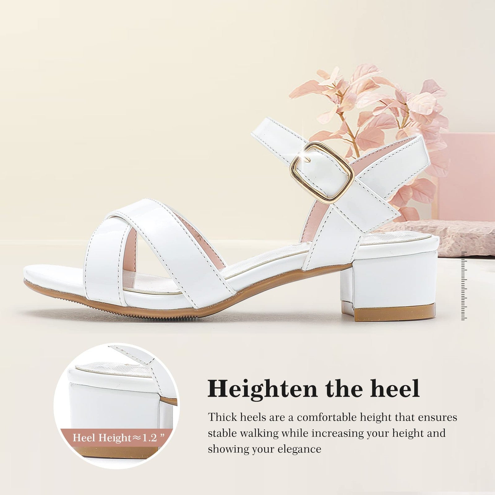 LAURMOSA Girls White Dress Shoes Kids Wedding Dress Shoes for Girls High Heel,13