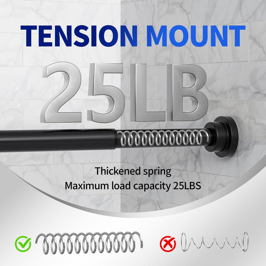 Heavy Duty Tension Shower Curtain Rod 28-102 In, Black, No Drilling