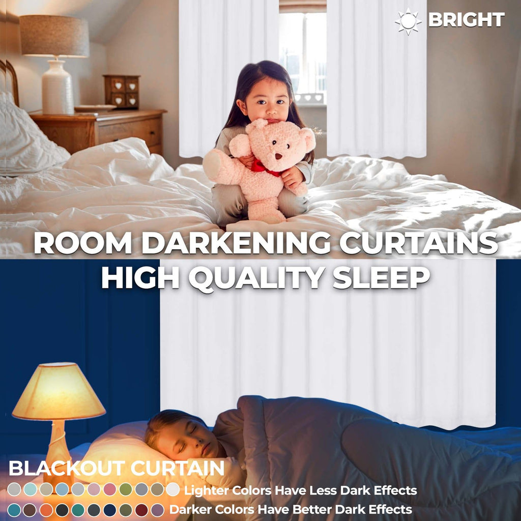 Polyester Blackout Drapes, 42x96 in Snow White, 2 Pack, Energy Smart