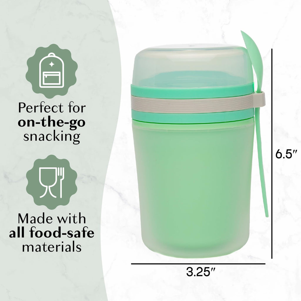 Insulated Food Storage Container, 14-Oz, Green, w/ Reusable Spoon