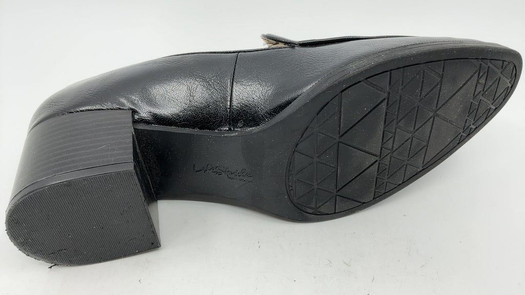 LifeStride Womens Devyn Block Heel Loafer, Black, 9 Wide US