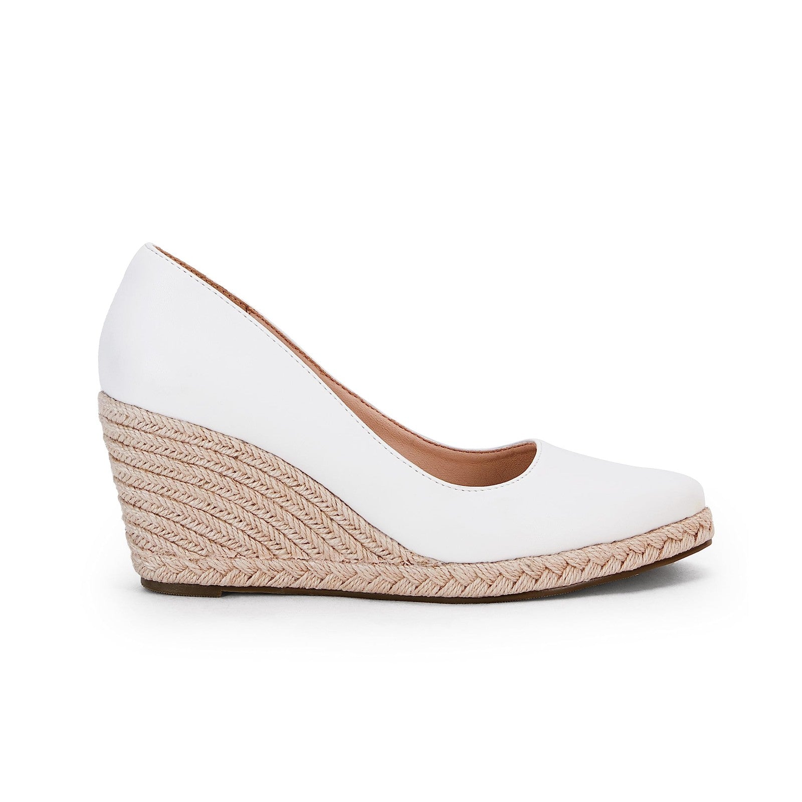 White Pointed Toe Wedge Sandals, Women's Size 7, Espadrille Style