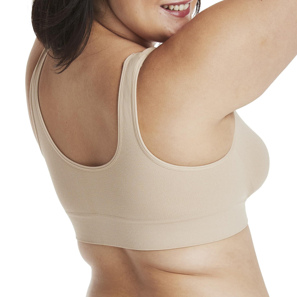 Hanes Cozy Wireless Bra, Pullover, Seamless T-Shirt, Nude, X-Large