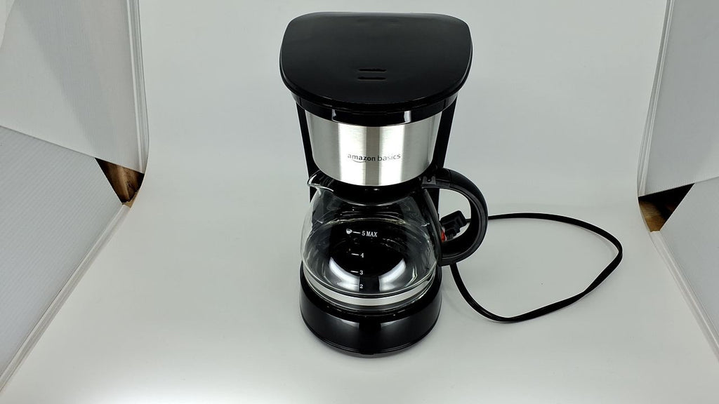 5-Cup Coffee Maker w/ Reusable Filter, Black & Stainless Steel