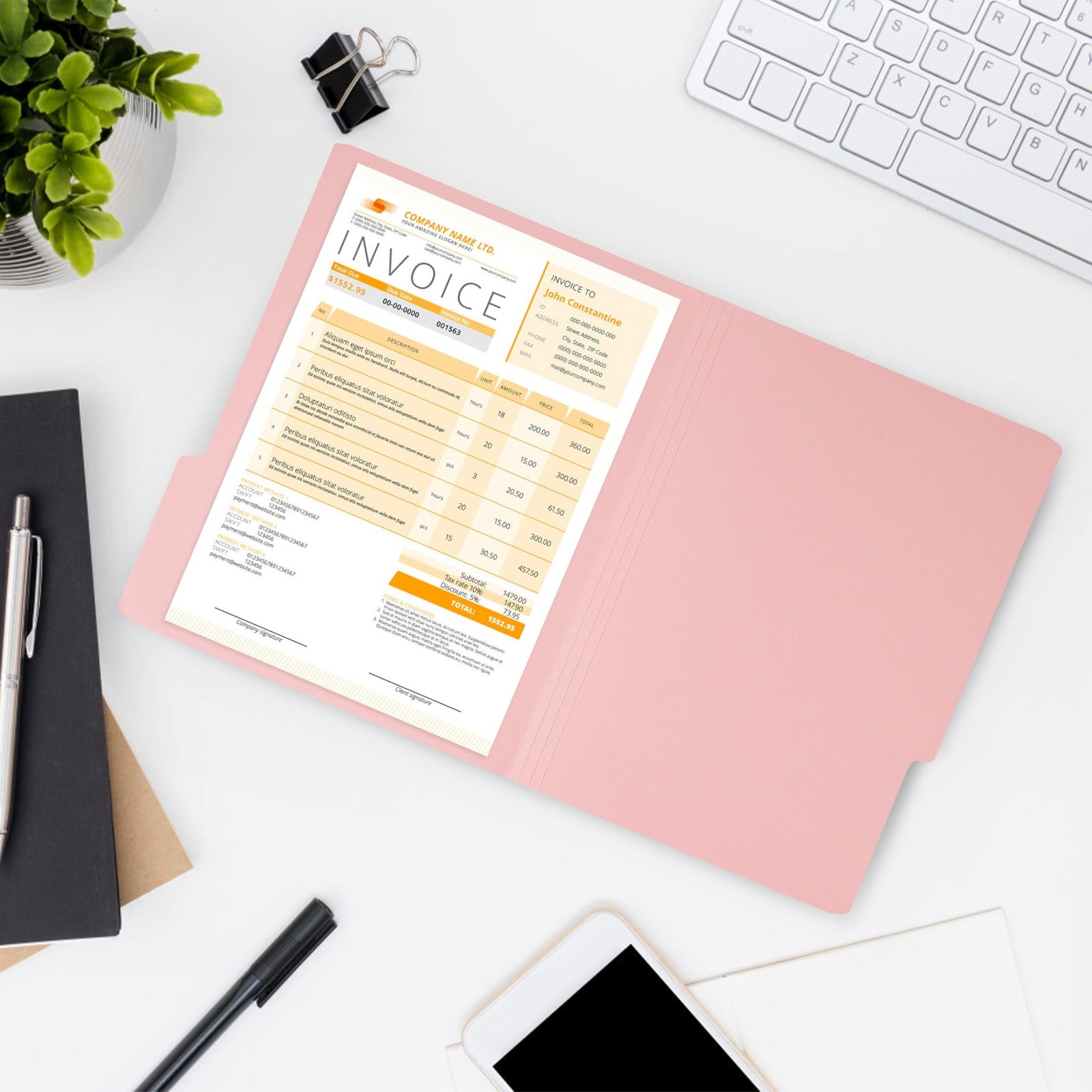 18 Pack Two Tone File Folders, 6 Pastel Colors, 8.5x11 Letter Size