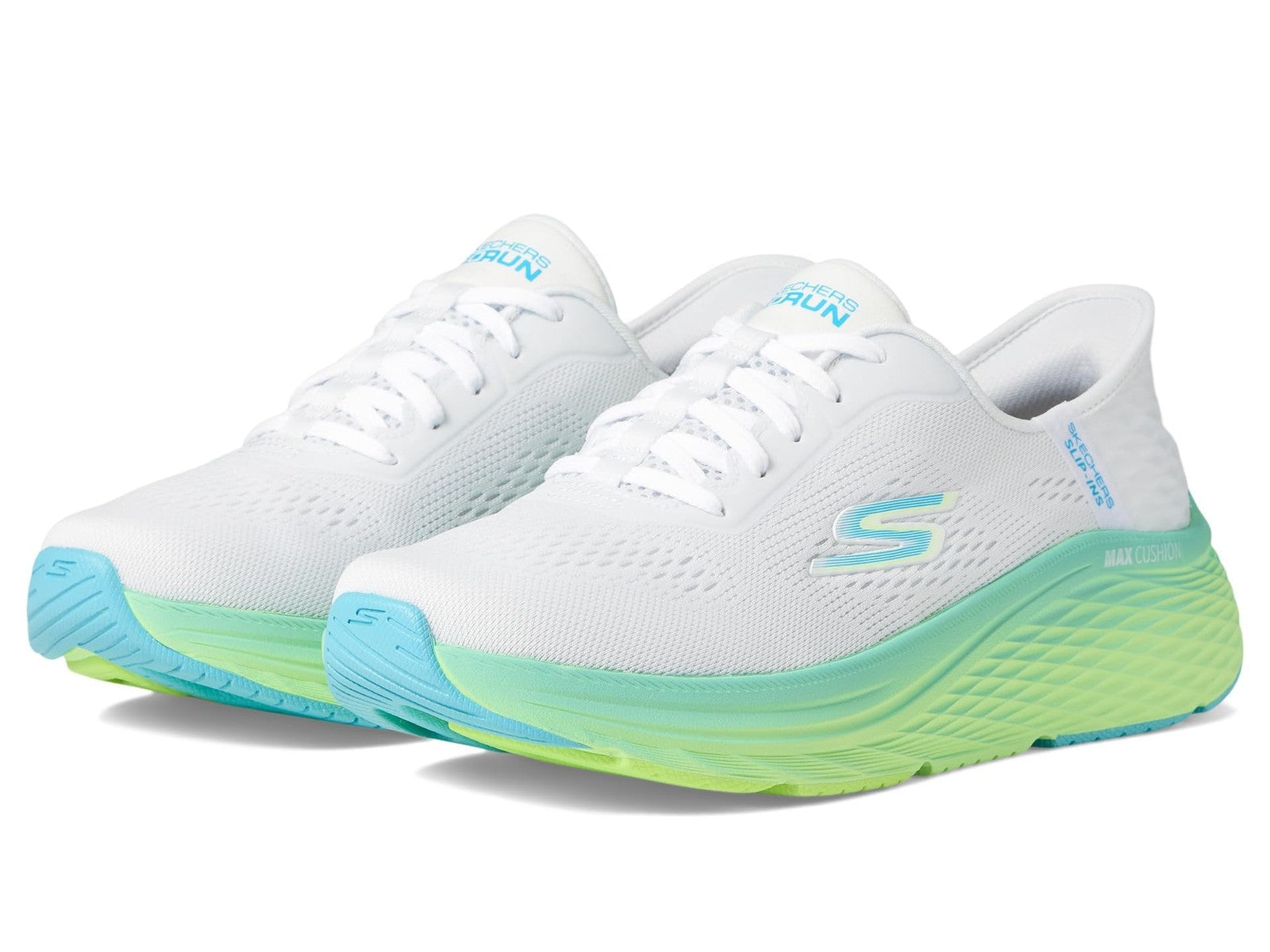 Max Cushioning Elite 2.0 Women's Sneakers, Skechers, White/Blue, Size 8