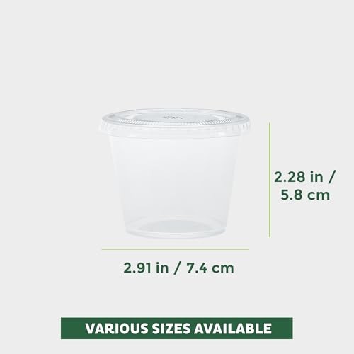 100 Sets 5.5 Oz Plastic Cups w/ Lids - Souffle & Condiment Containers