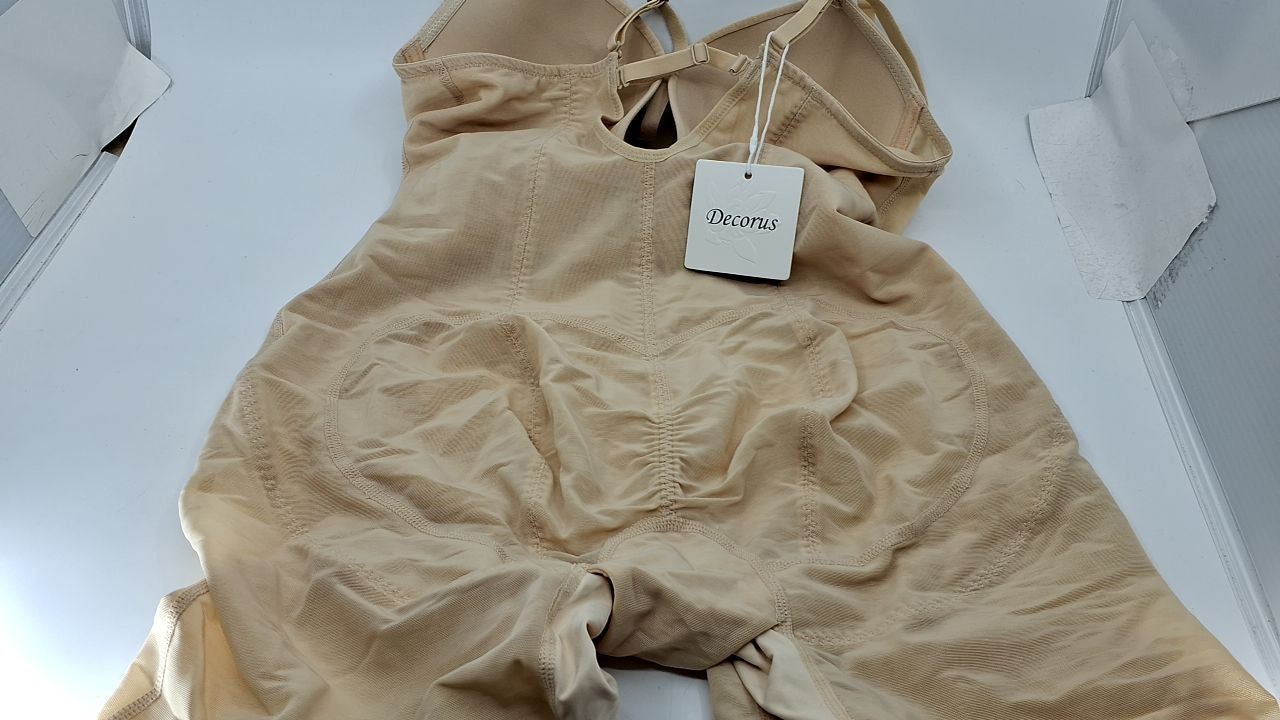 Beige Women's Shapewear Bodysuit - Tummy Control & Adjustable Straps