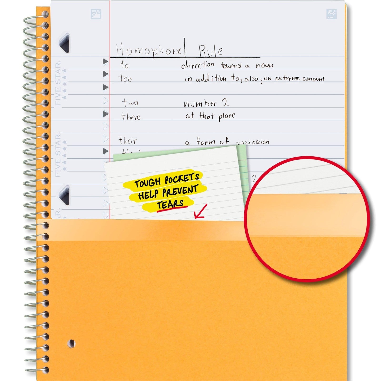 Five Star Black Spiral Notebook, 5 Subject, 200 Wide Ruled Sheets, 8" x 10.5"