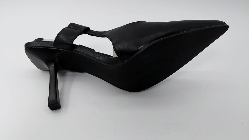 Coutgo Womens Black Slingback Heels Pumps Size 8 Pointed Toe