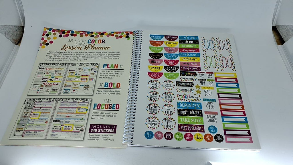 Spiral-Bound Lesson Planner 2152, 112 Pages, Multi w/Stickers
