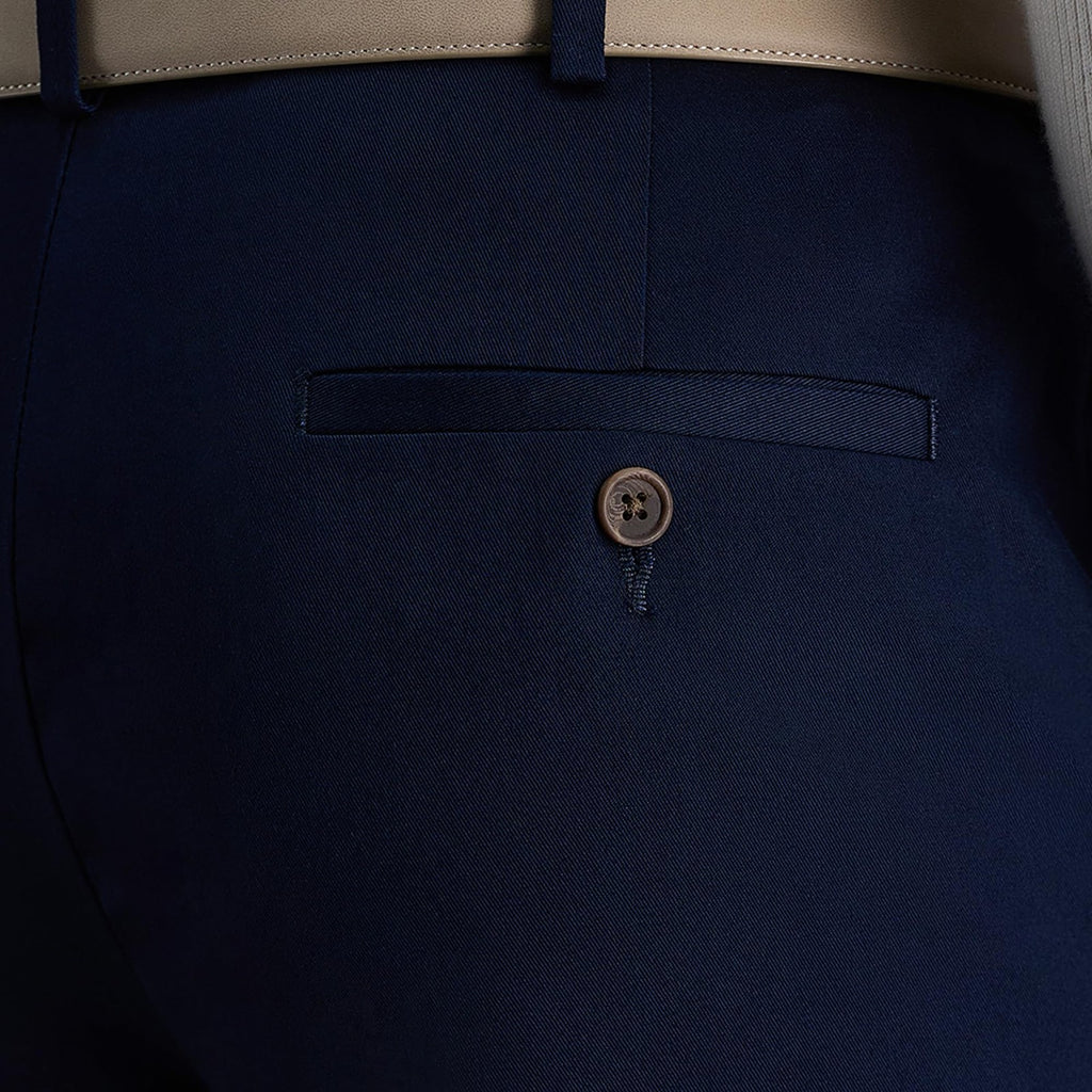 Haggar 36W x 29L Dark Navy No Iron Khaki Flat Front Dress Pants