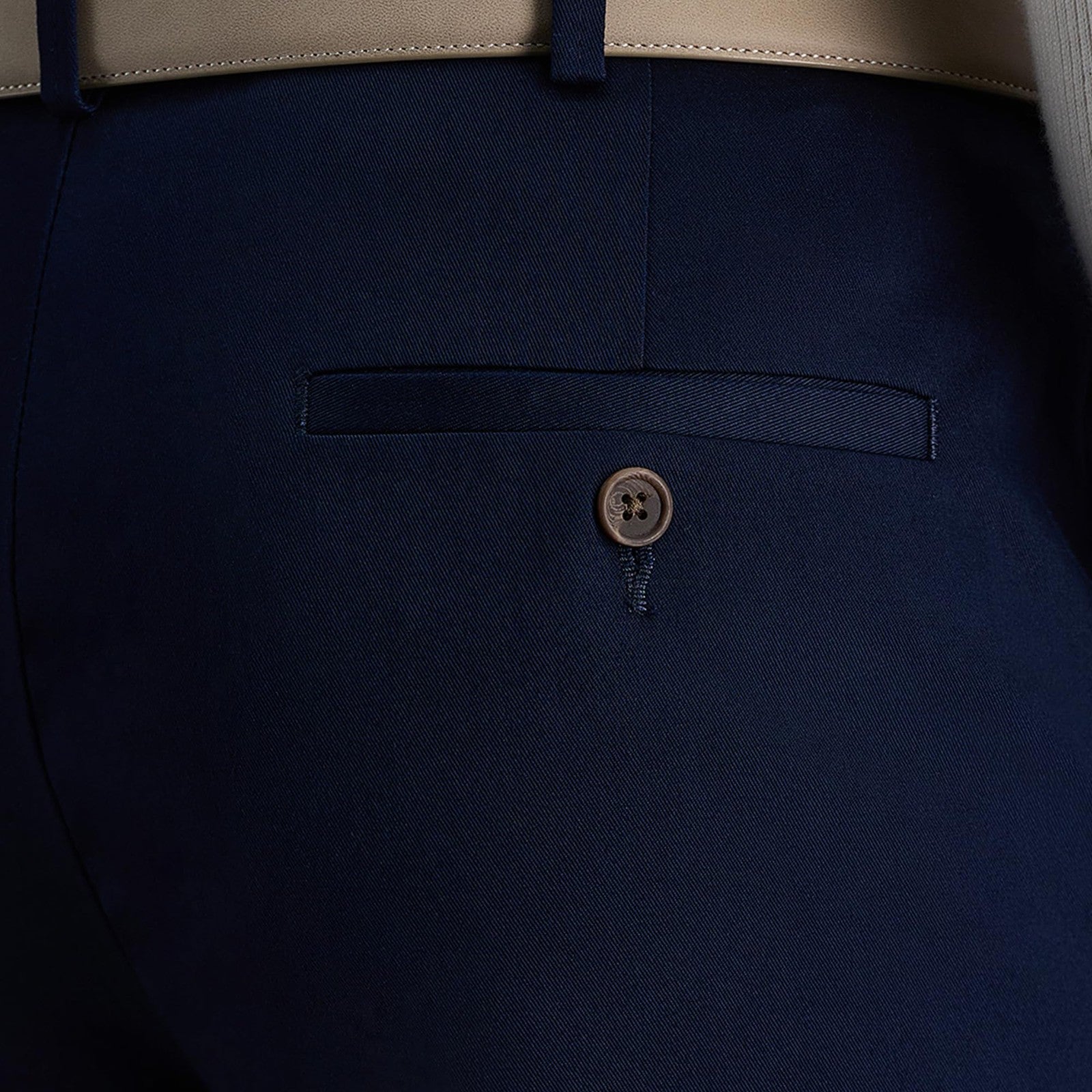 Haggar 36W x 29L Dark Navy No Iron Khaki Flat Front Dress Pants