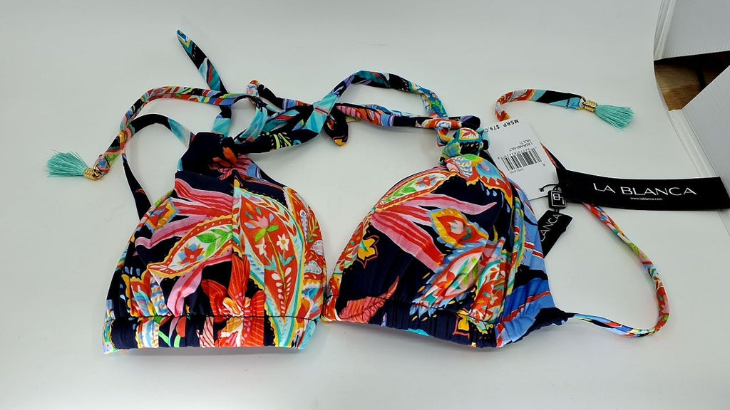 La Blanca Women's Halter Bikini Swimsuit Top, Multi//Tropidelic Paisley, 8