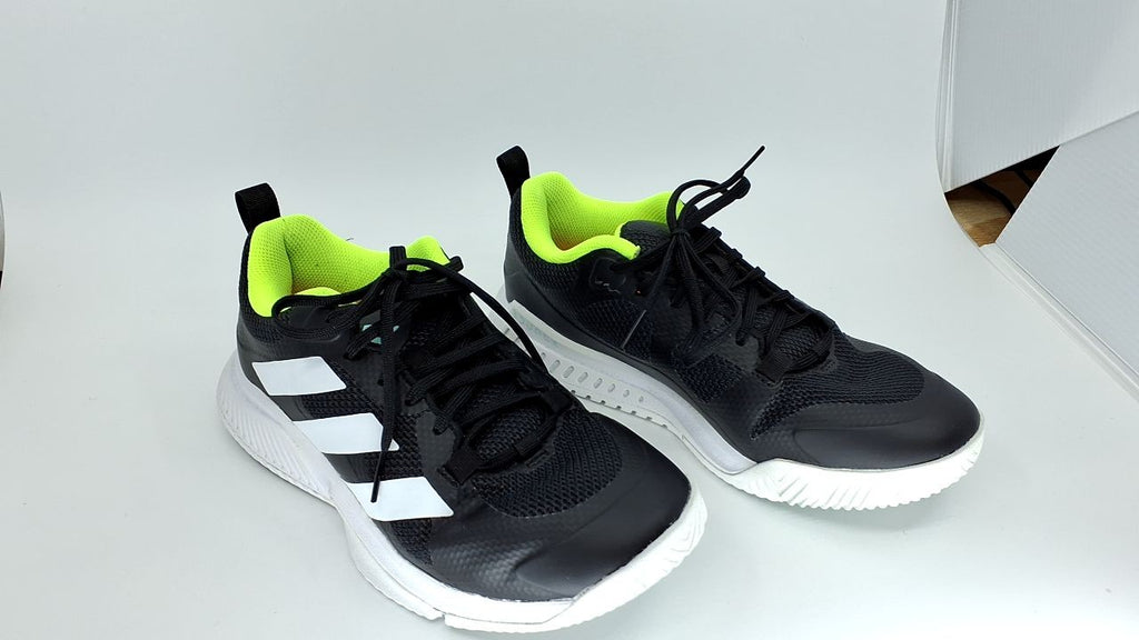 adidas Women's Court Team Bounce 2.0 Sneaker, Core Black/White/Flash Aqua, 6