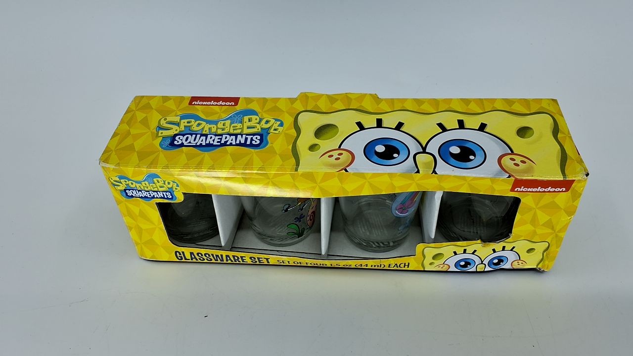 SpongeBob SquarePants 4 Piece Glass Set 1.5 Oz - Official Merchandise
