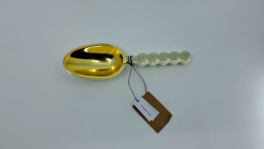 Stylish Enameled Scoop, Gold & Mint, 7.5in Aluminum w/ Ball Handle