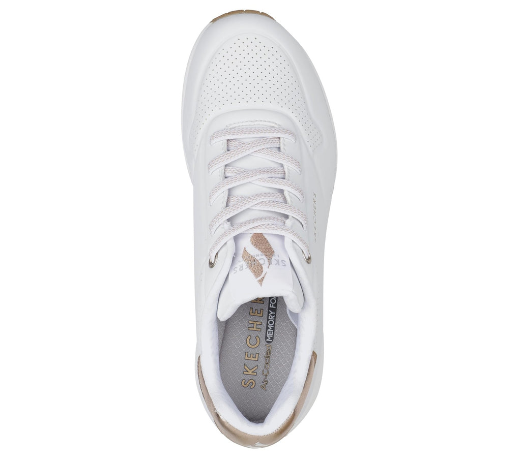 Skechers Women's Uno-Shimmer Away Wedge Slip-On Fashion Sneakers, White, 8.5