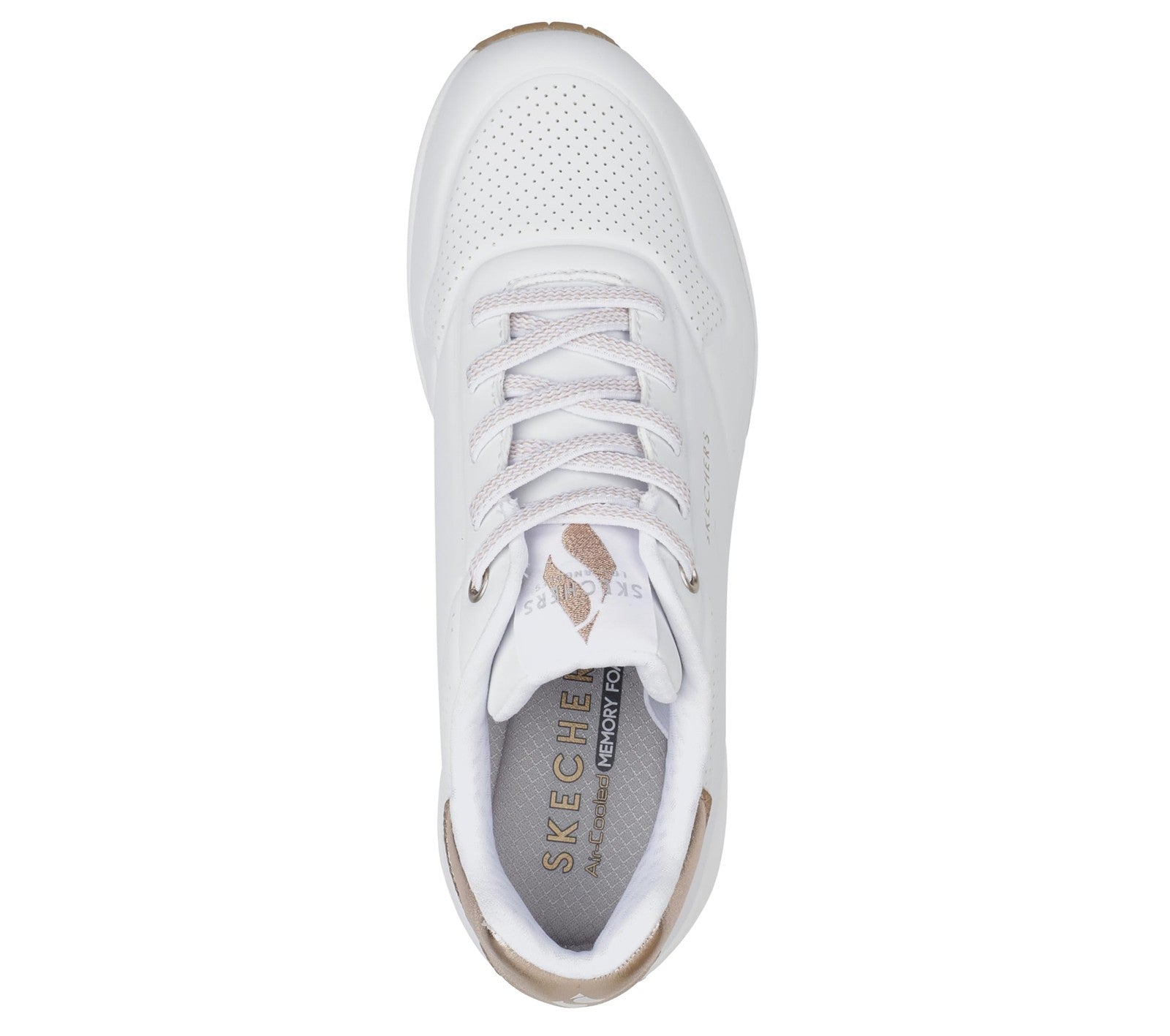 Skechers Women's Uno-Shimmer Away Wedge Slip-On Fashion Sneakers, White, 8.5