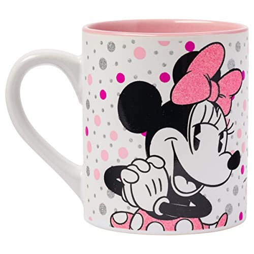 14oz Minnie Mouse Ceramic Mug w/ Glitter Polka Dots